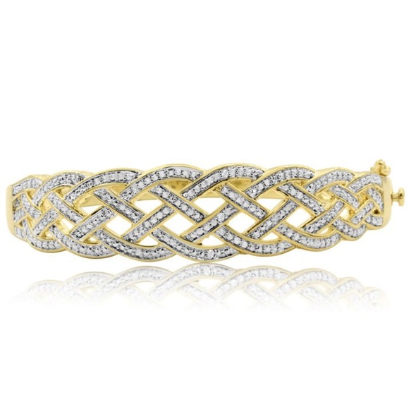 Jewelry - DIAMOND ACCENT BANGLE  IN YELLOW GOLD OVERLAY  NWT